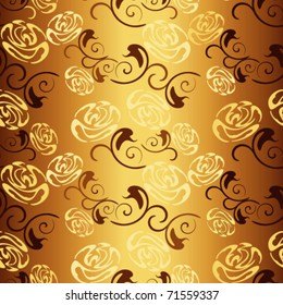 Seamless gold background with roses