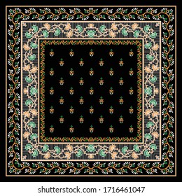 Seamless Gold  Bandanna Pattern On Black 