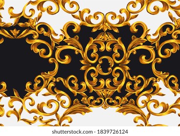 Seamless Gold Baroque Style Pattern 