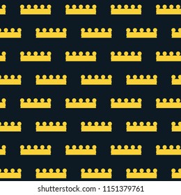 Seamless gold black, dark blue crown pattern background