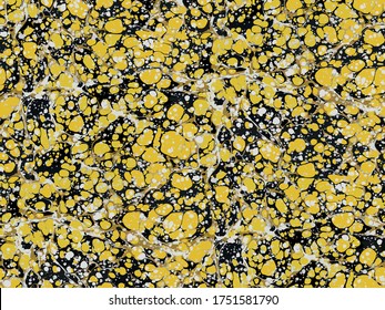 Seamless gold and black marbling pattern, watercolor abstract grunge background, traditional Turkish ebru technique