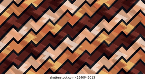 Seamless gold and brown abstract zigzag vector pattern