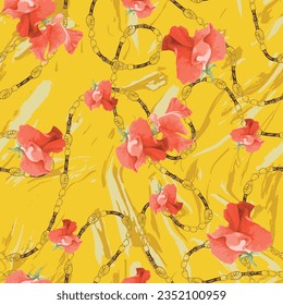Seamless Gold Chain Pattern. for textile design and fabrics. seamless abstract brush digital print pattern