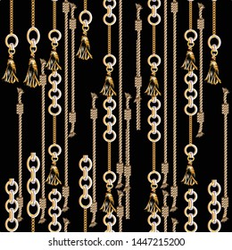 seamless gold chain rope tassel, baroque