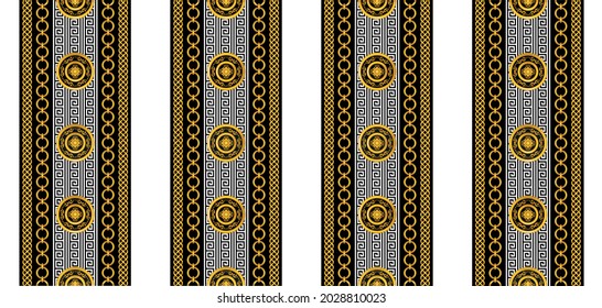Seamless Gold Chains with Baroque Pattern. Vector Illustration.
