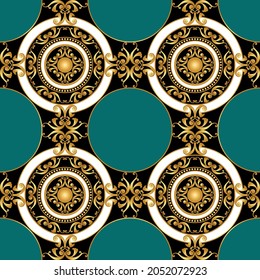 Cadenas de oro sin foco, patrón barroco en negro. Diseño de vectores para impresiones y fondos de moda.
