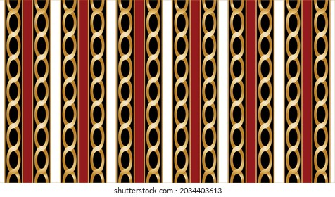 Seamless Gold Chains on Black. Vector Illustration.
