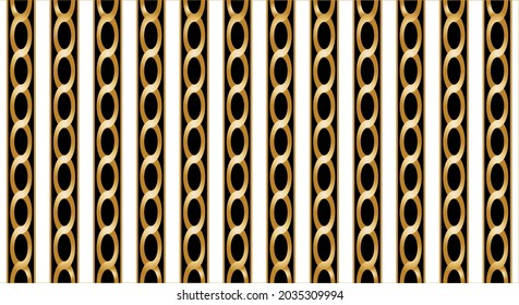 Seamless Gold Chains on Black. Vector Illustration.
