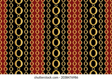 Seamless Gold Chains Pattern on Black. Vector Illustration.
