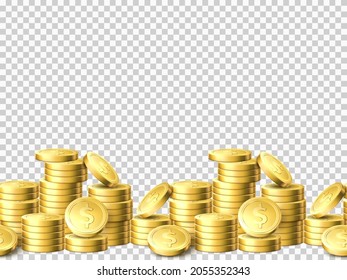 Seamless gold coins columns. Realistic money