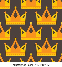 Seamless gold crown pattern on dark background