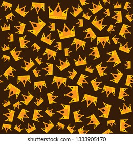 Seamless gold crown pattern on dark background