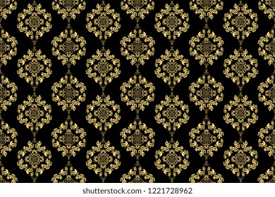 Seamless gold decorative wallpaper pattern. Seamless floral ornament on background. Vintage ornament. Wallpaper pattern