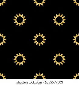 seamless gold glitter flower pattern on black background