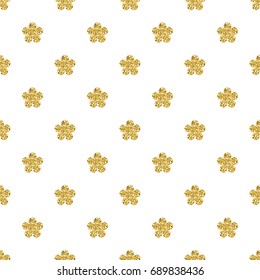 seamless gold glitter flower pattern on white background