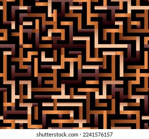 Seamless gold gradient geometric labyrinth pattern design. vector illustration. fashion, interior, wrapping, wall arts, fabric, packaging, web