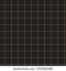 Seamless Gold Grid Pattern on Black Background. Geometric Luxury Vector Design for Wallpaper, Fabric, and Business.