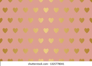 Seamless gold hearts pattern with metallic effect.