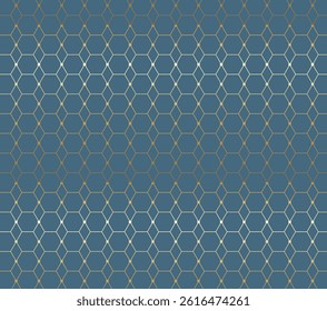 Seamless Gold Honeycomb Hexagon Pattern on Blue Background – Elegant Geometric Texture. Seamless Geometric Gold Line Pattern on Black Background – Modern Luxury Abstract Design