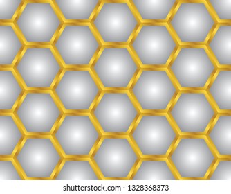 Seamless gold honeycomb pattern design with white background. vector ilustration