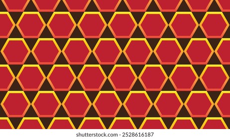 Diseño de patrón de panal de oro sin costuras con fondo rojo bufón.