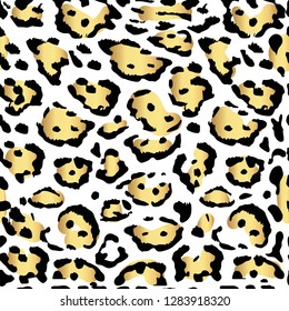 Seamless gold leopard print. Vector pattern, texture, background