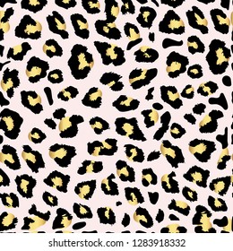 Seamless gold leopard print. Vector pattern, texture, background