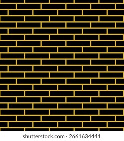 Patrón de ladrillo de línea dorada sin costuras sobre fondo negro - Diseño de Fondo de pantalla de Vector