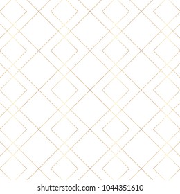 Seamless gold line geometric modern pattern. Background with rhombus, triangles and nodes. Golden texture.
