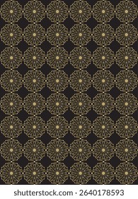 Seamless Gold Mandala Pattern on Dark Background – Luxury Ethnic Ornament
