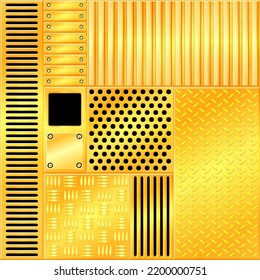 Nahtloser goldener Hintergrund. Vektorgrafik eines metallischen Musters mit unterschiedlicher Textur.