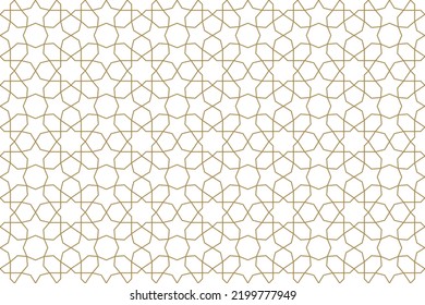 Seamless gold oriental pattern. Islamic background. Arabic linear texture. Vector illustration.