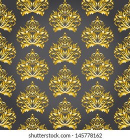 Seamless Gold Ornament Pattern On Black Background