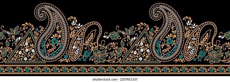 seamless gold paisley border pattern