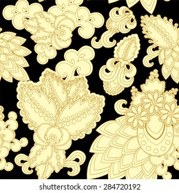 seamless gold paisley pattern.orient design. vector illustration