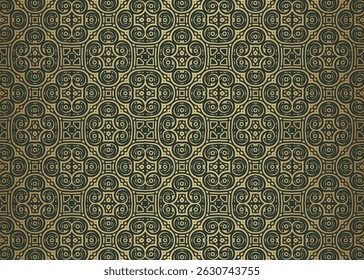 seamless gold pattern design on dark green background