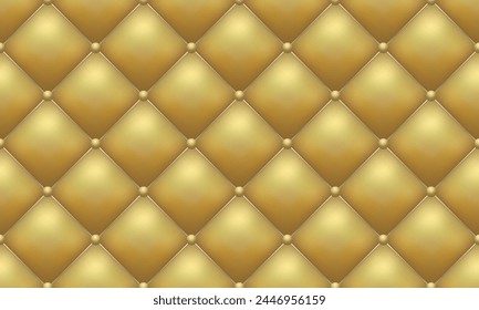 Nahtloses Goldmuster mit Möbellederpolsterung. Luxus endlos goldene Muster. Wagenkuppler Vintage Dekor Textur Hintergrund. Premium Ornament für Design.