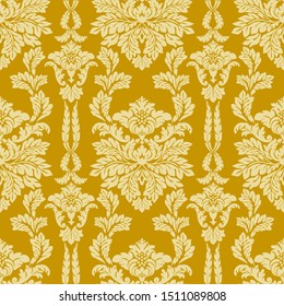 Seamless gold pattern. Old-fashioned Wallpaper in vector. Damascus.