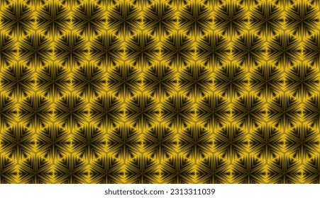 Seamless gold pattern. Optical hexagon and cubes shapes, metallic gradients light textures.