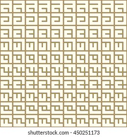 Seamless gold pattern with stylized ethnic ornament. Abstract lines background. Grill wallpaper. Vector illustration