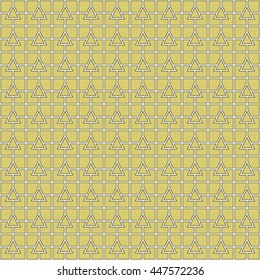 Seamless gold pattern with symmetric geometric ornament. Abstract triangles and blocks background. Mosaic wallpaper. Vector illustration