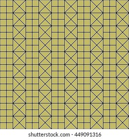 Seamless gold pattern with symmetric geometric ornament. Abstract repeated squares and triangles background. Creative wallpaper. Vector illustration