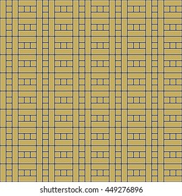 Seamless gold pattern with symmetric geometric ornament. Abstract repeated squares and blocks background. Creative wallpaper. Vector illustration