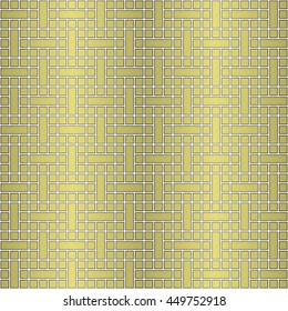 Seamless gold pattern with symmetric geometric ornament. Abstract repeated squares and blocks background. Creative wallpaper. Vector illustration