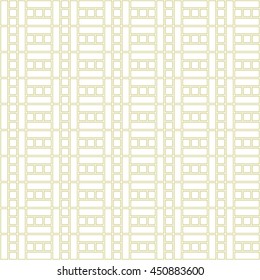 Seamless gold pattern with symmetric geometric ornament. Abstract squares and rectangles background. Grid wallpaper. Vector illustration