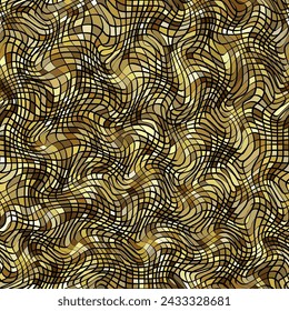 Seamless gold sequins texture isolated on gold background. Sparkle golden confetti decoration design. Yellow squares background.