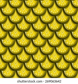 Seamless gold shiny river fish scales. Dragon scale. Brilliant background for design. Vector illustration eps 10