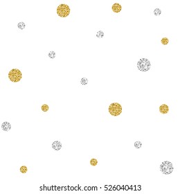 SEAMLESS GOLD AND SILVER DOT GLITTER PATTERN ON WHITE BACKGROUND