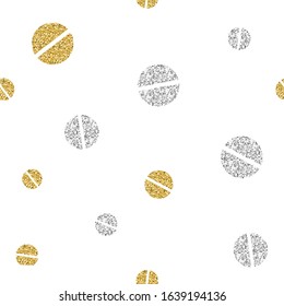 seamless gold and silver glitter pattern on white background from circle shape