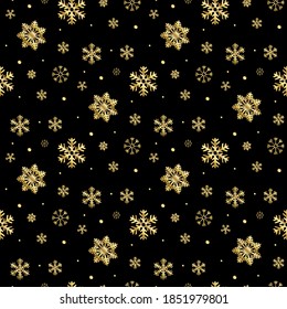 seamless gold snowflakes pattern and background vector illustration
